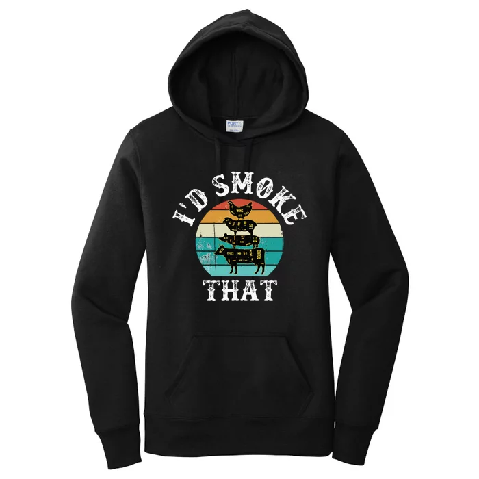 Bbq Party Smoker Chef Dad ID Smoke That Women's Pullover Hoodie