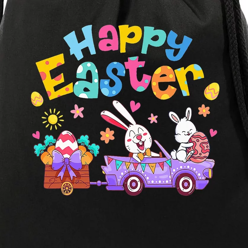 Bunny Pastel Spring Hunt Eggs Rabbit Easter Day Drawstring Bag