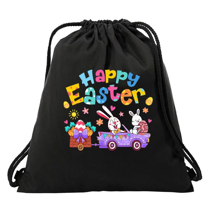 Bunny Pastel Spring Hunt Eggs Rabbit Easter Day Drawstring Bag