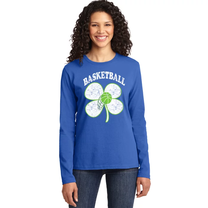 Basketball Player St Patricks Day Irish Funny Coach Gift Ladies Long Sleeve Shirt