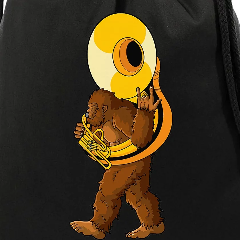 Bigfoot Playing Sousaphone Instrument Tuba Drawstring Bag