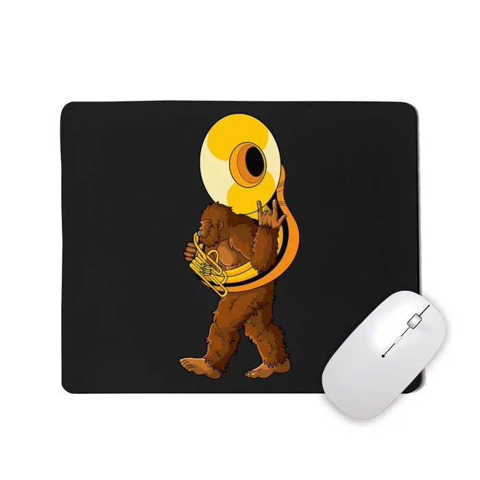 Bigfoot Playing Sousaphone Instrument Tuba Mousepad