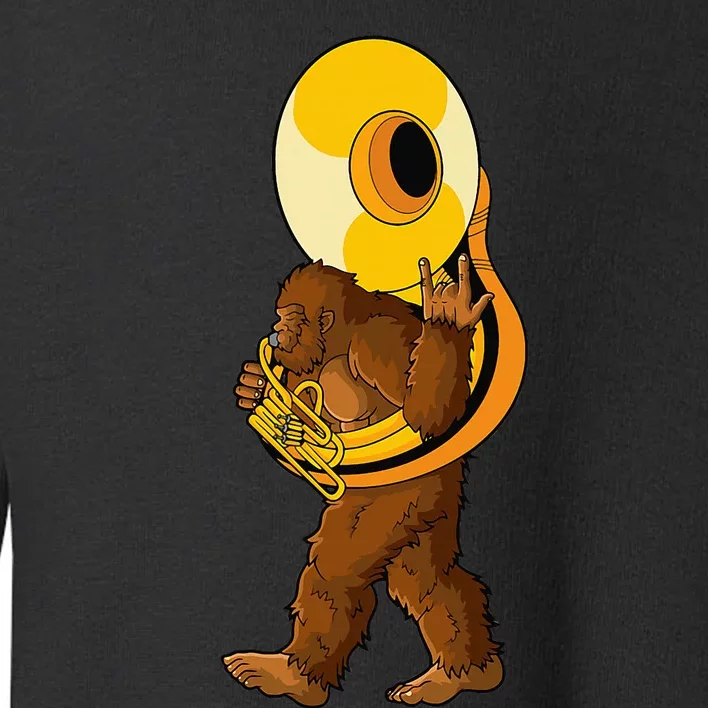 Bigfoot Playing Sousaphone Instrument Tuba Toddler Sweatshirt