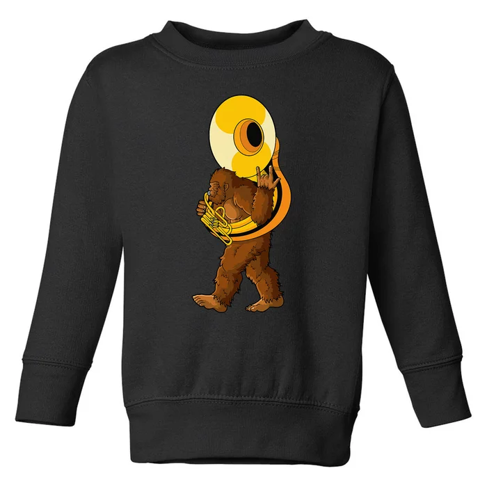 Bigfoot Playing Sousaphone Instrument Tuba Toddler Sweatshirt