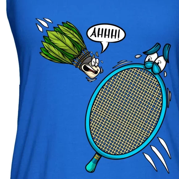 Badminton Player Screaming Shuttlecock Ahhh Badminton Gift Ladies Essential Flowy Tank