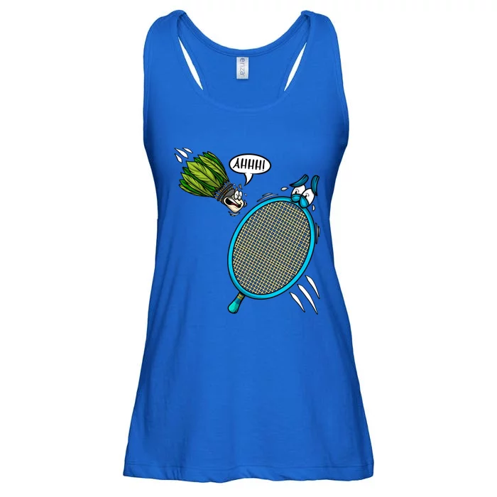 Badminton Player Screaming Shuttlecock Ahhh Badminton Gift Ladies Essential Flowy Tank