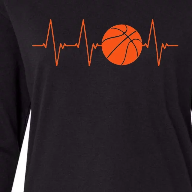 Basketball Player Streetball Sport Game Heartbeat Womens Cotton Relaxed Long Sleeve T-Shirt