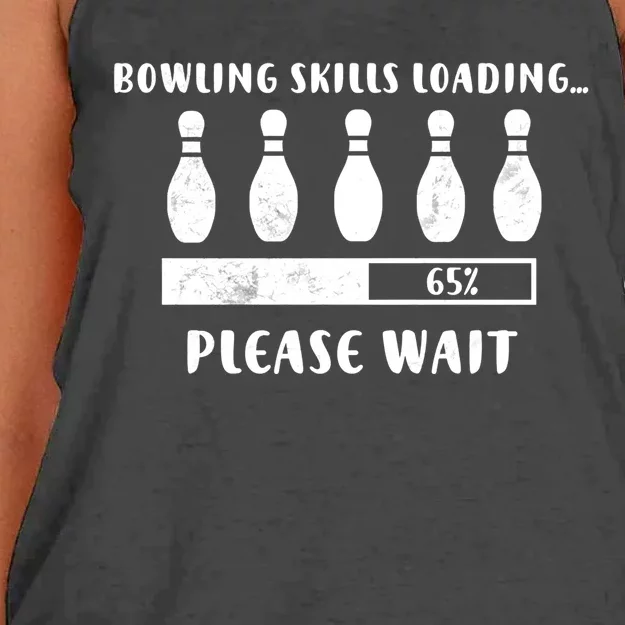 Bowling Player Skills Loading Funny Bowling Funny Gift Women's Knotted Racerback Tank