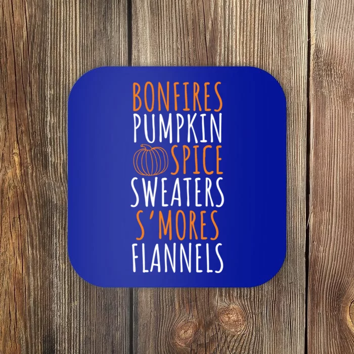 Bonfires Pumpkin Spice Smores Flannels Cute Fall Gift Coaster