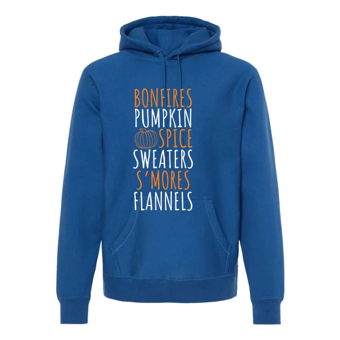 Bonfires Pumpkin Spice Smores Flannels Cute Fall Gift Premium Hoodie