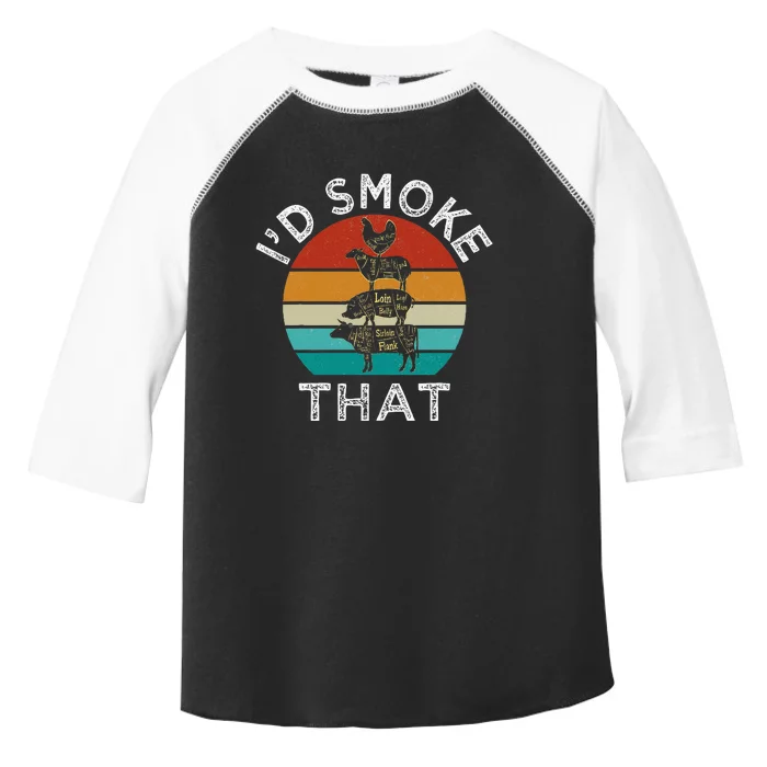 Bbq Party Smoker Chef Dad Gift I’D Smoke That Toddler Fine Jersey T-Shirt