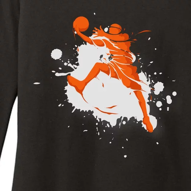 Basketball Player Slam Dunk Splash Womens CVC Long Sleeve Shirt