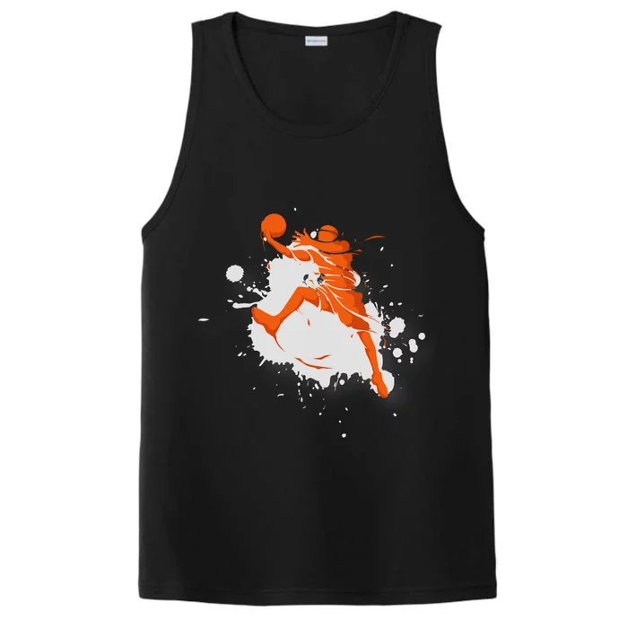 Basketball Player Slam Dunk Splash Performance Tank