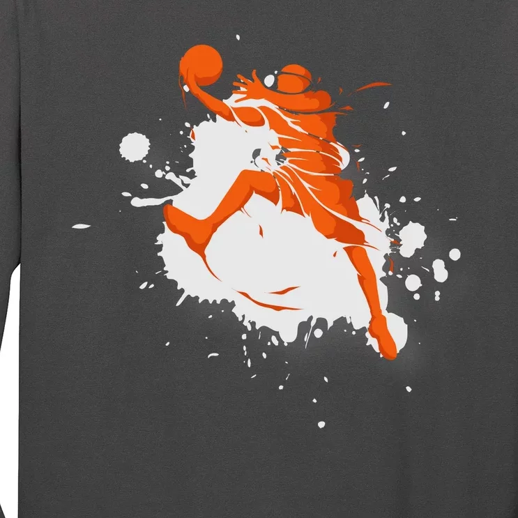 Basketball Player Slam Dunk Splash Long Sleeve Shirt