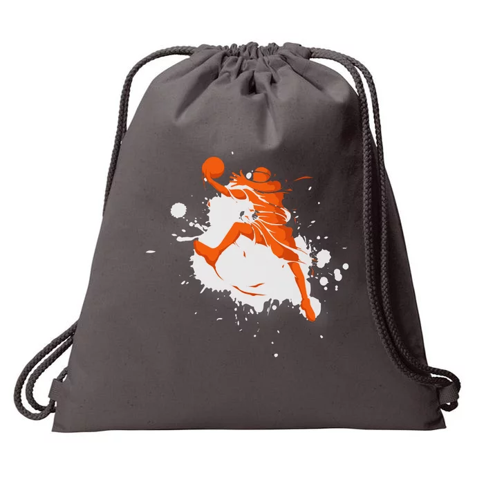 Basketball Player Slam Dunk Splash Drawstring Bag