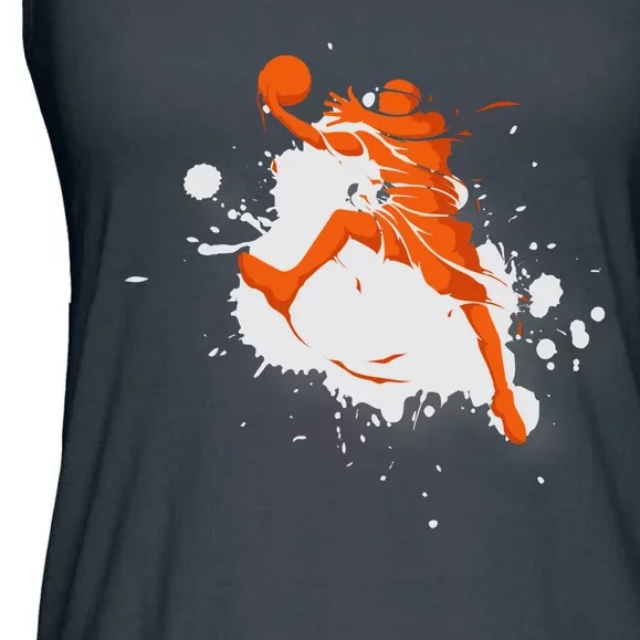 Basketball Player Slam Dunk Splash Ladies Essential Flowy Tank