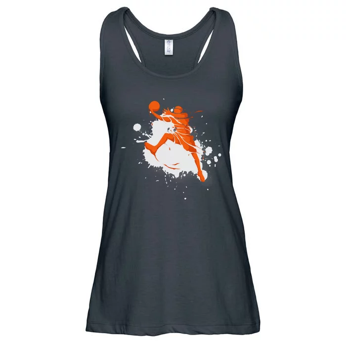 Basketball Player Slam Dunk Splash Ladies Essential Flowy Tank