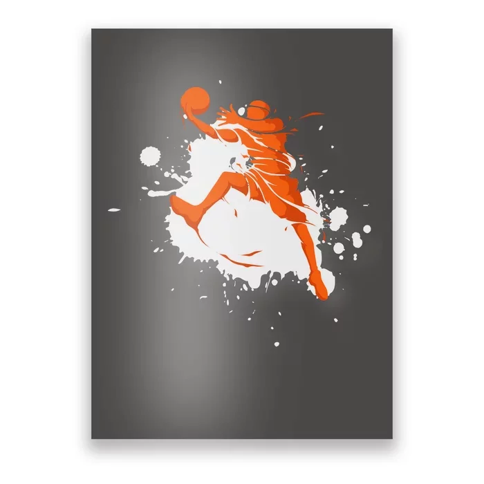 Basketball Player Slam Dunk Splash Poster