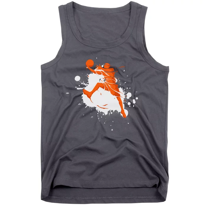 Basketball Player Slam Dunk Splash Tank Top