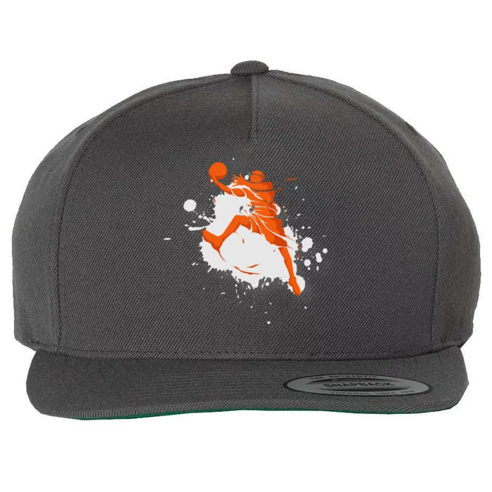 Basketball Player Slam Dunk Splash Wool Snapback Cap