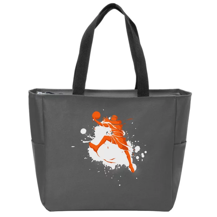 Basketball Player Slam Dunk Splash Zip Tote Bag