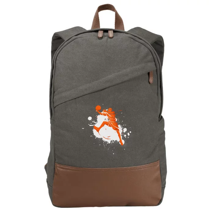 Basketball Player Slam Dunk Splash Cotton Canvas Backpack