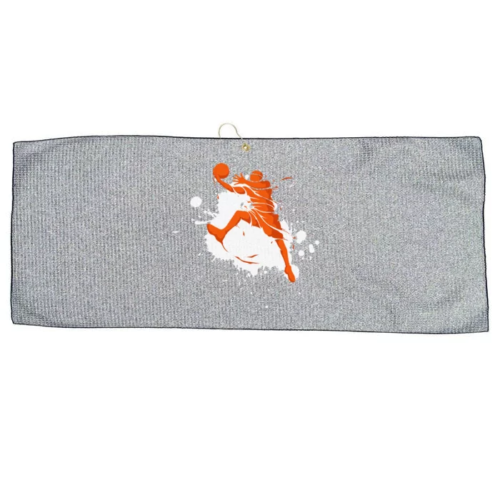 Basketball Player Slam Dunk Splash Large Microfiber Waffle Golf Towel