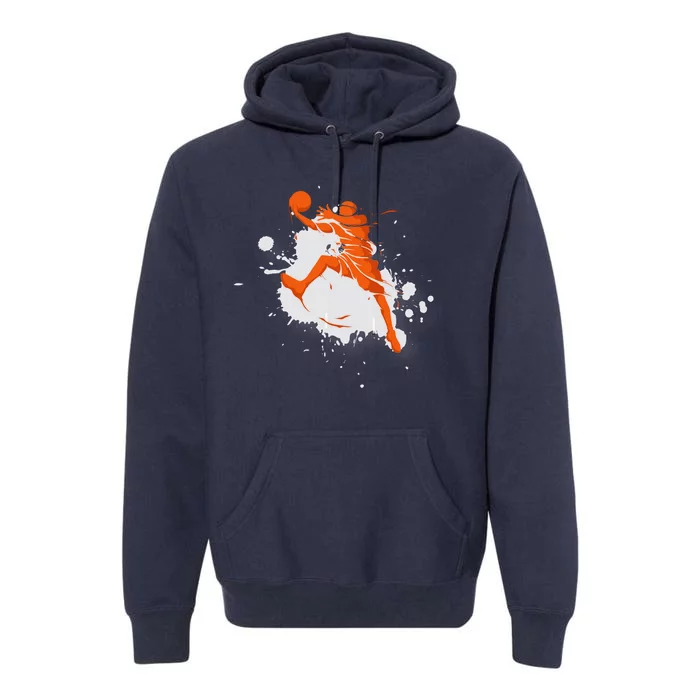 Basketball Player Slam Dunk Splash Premium Hoodie