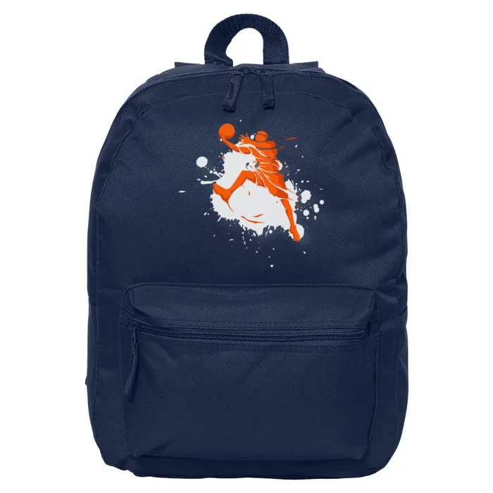 Basketball Player Slam Dunk Splash 16 in Basic Backpack