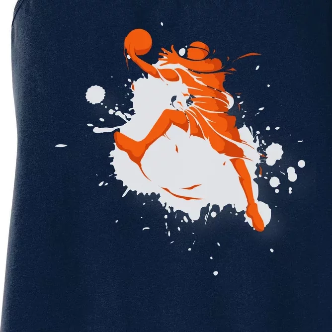 Basketball Player Slam Dunk Splash Women's Racerback Tank