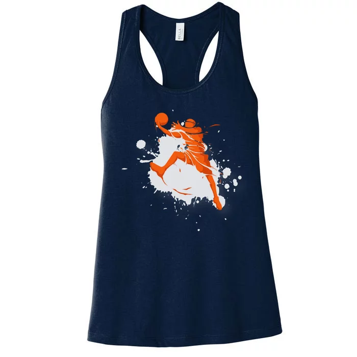 Basketball Player Slam Dunk Splash Women's Racerback Tank