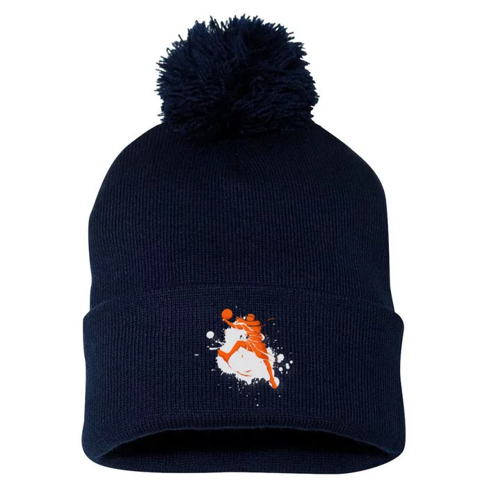 Basketball Player Slam Dunk Splash Pom Pom 12in Knit Beanie