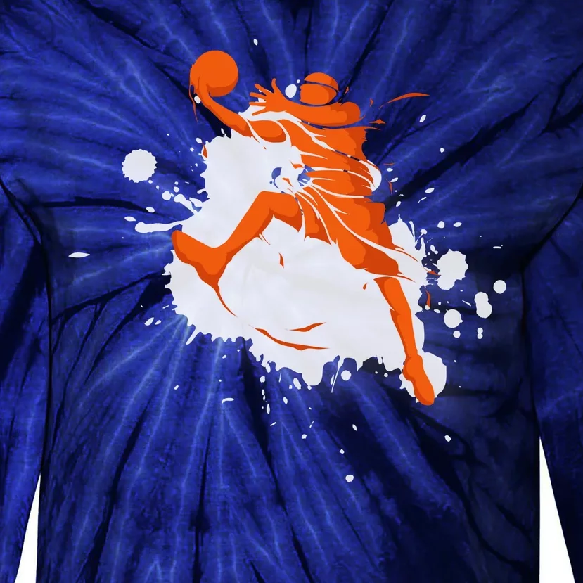 Basketball Player Slam Dunk Splash Tie-Dye Long Sleeve Shirt