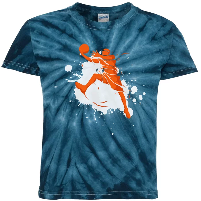 Basketball Player Slam Dunk Splash Kids Tie-Dye T-Shirt