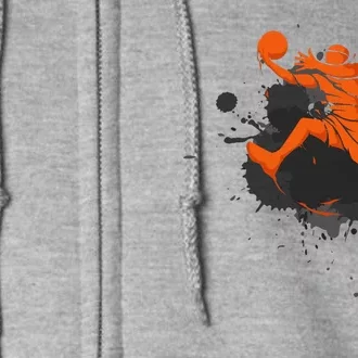 Basketball Player Slam Dunk Splash Full Zip Hoodie