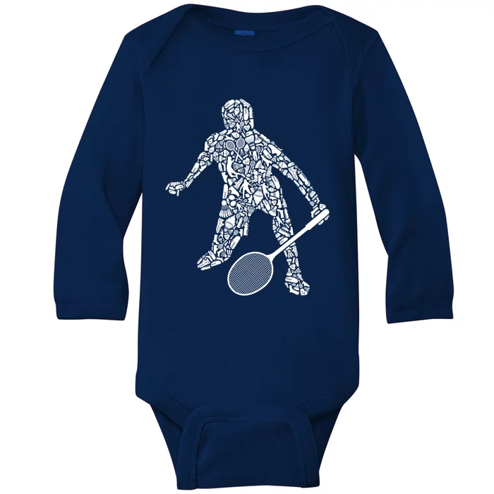 Badminton Player Shuttlecock Dad Badminton Great Gift Baby Long Sleeve Bodysuit