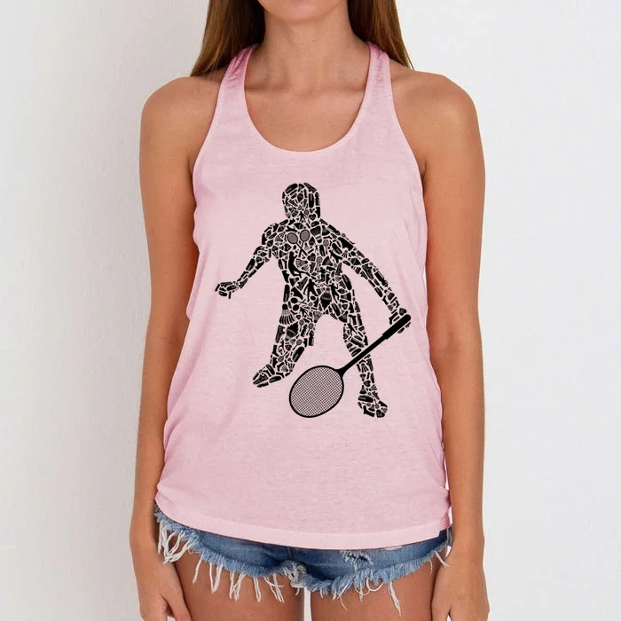 Badminton Player Shuttlecock Dad Badminton Great Gift Women's Knotted Racerback Tank