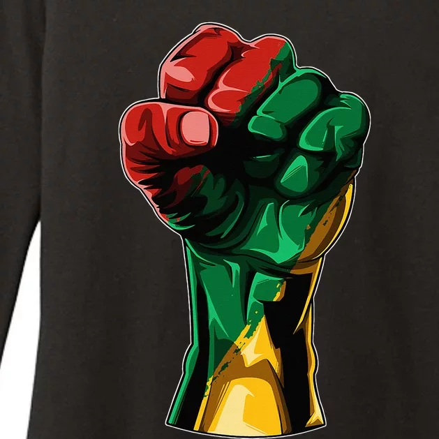 Black Power Sign With Flag Color Copy Womens CVC Long Sleeve Shirt