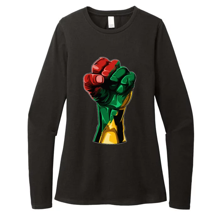 Black Power Sign With Flag Color Copy Womens CVC Long Sleeve Shirt