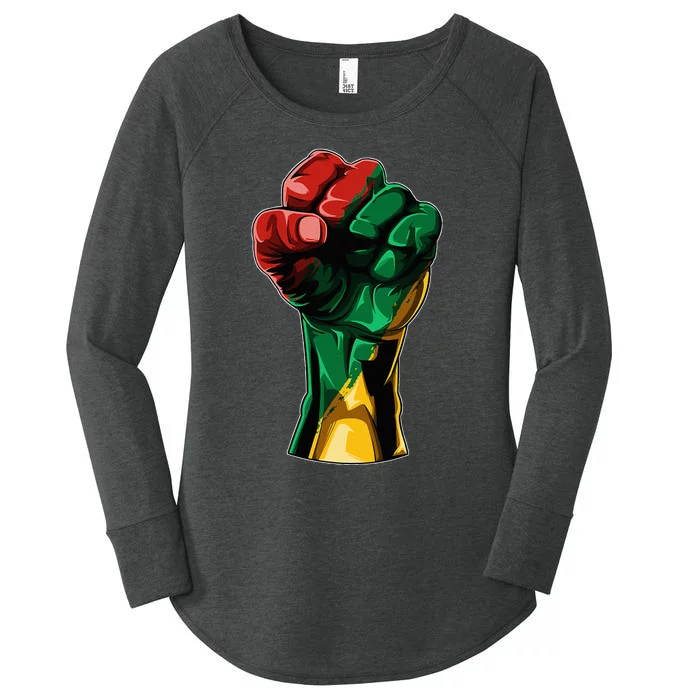 Black Power Sign With Flag Color Copy Women's Perfect Tri Tunic Long Sleeve Shirt