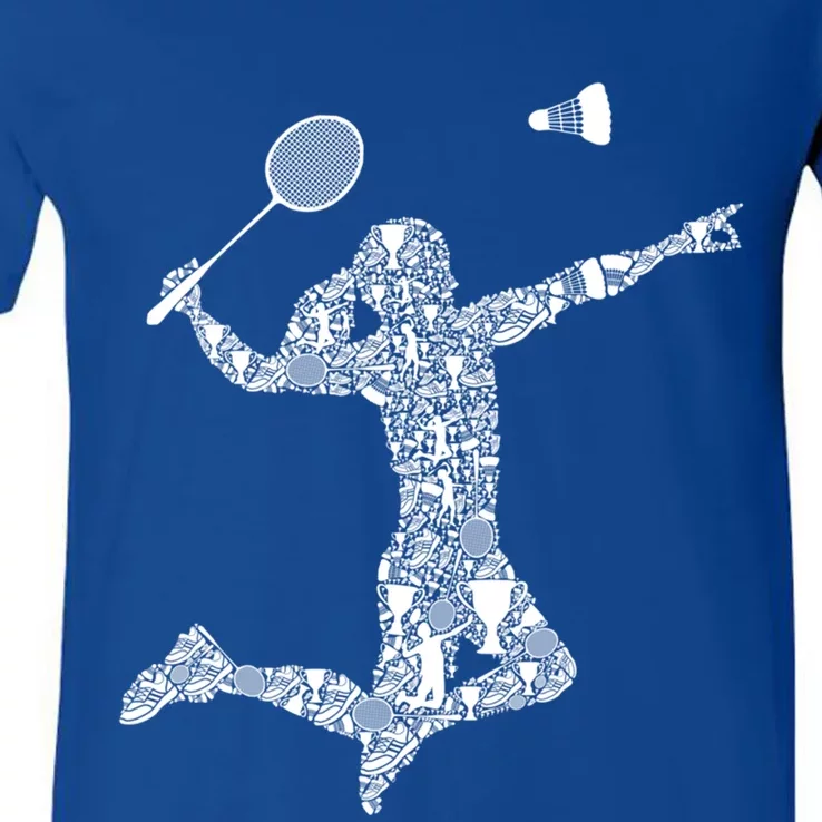 Badminton Player Shuttlecock Gift V-Neck T-Shirt