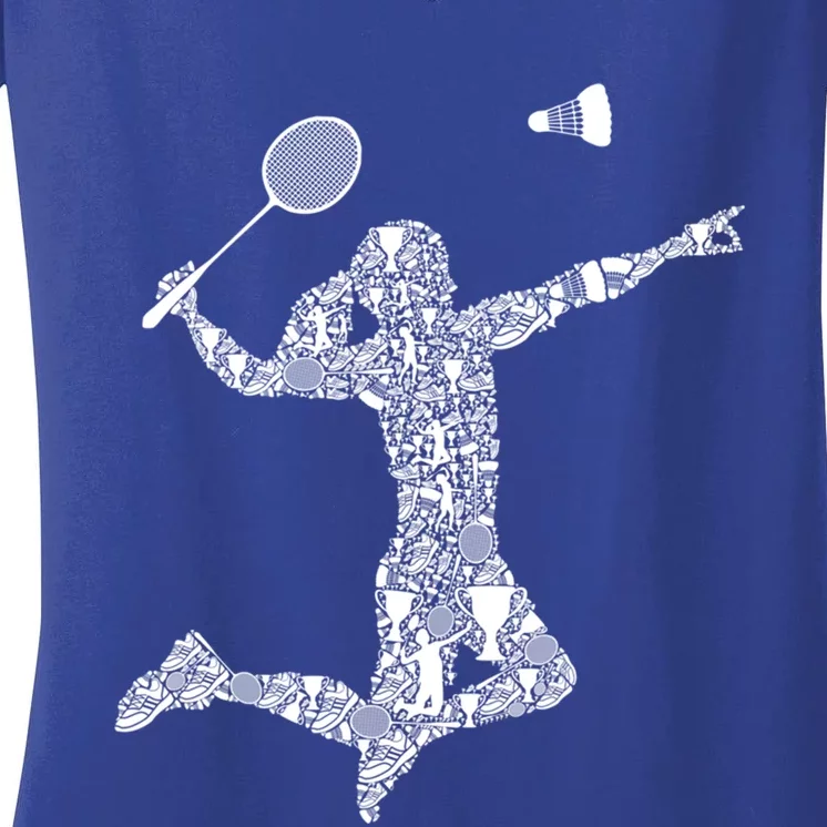 Badminton Player Shuttlecock Gift Women's V-Neck T-Shirt