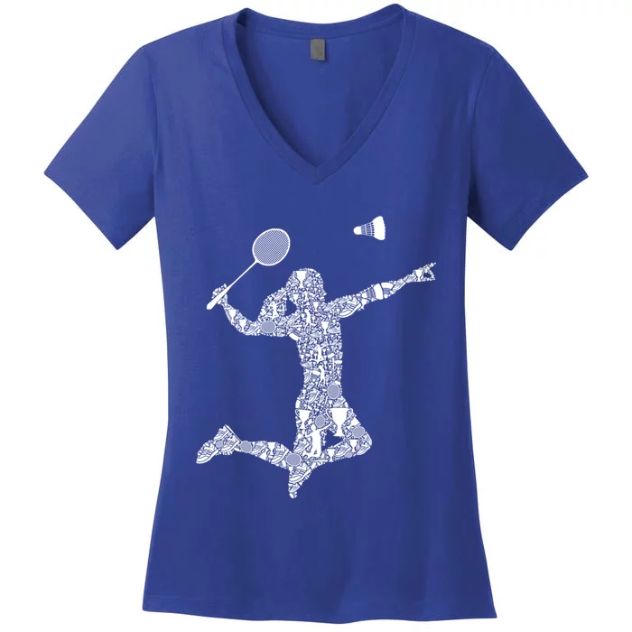 Badminton Player Shuttlecock Gift Women's V-Neck T-Shirt