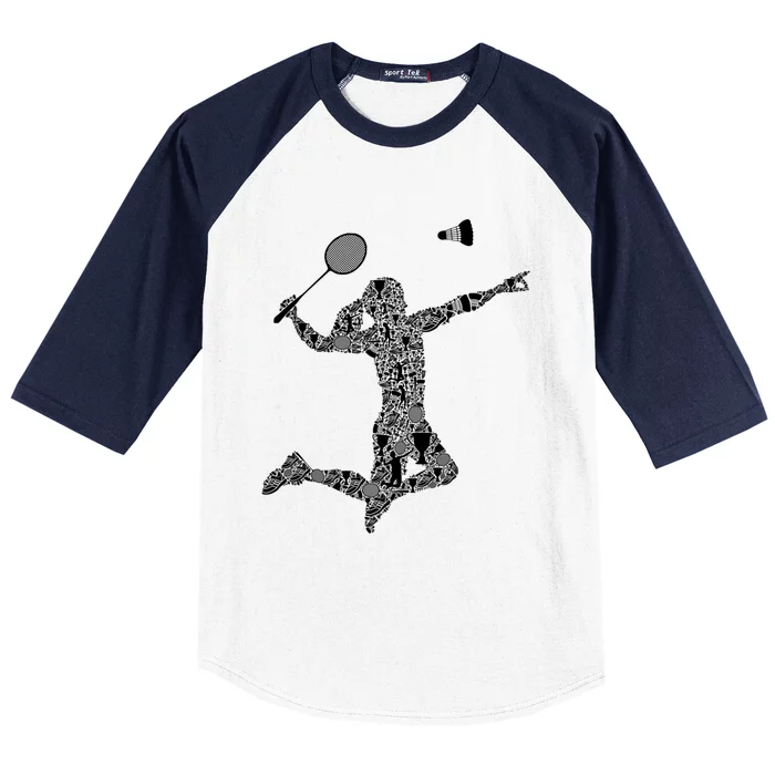 Badminton Player Shuttlecock Gift Baseball Sleeve Shirt