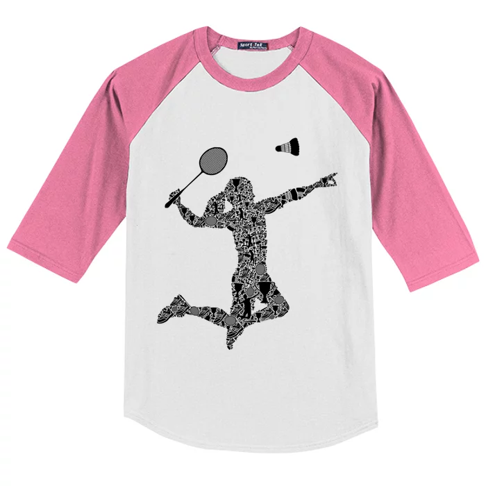 Badminton Player Shuttlecock Gift Kids Colorblock Raglan Jersey