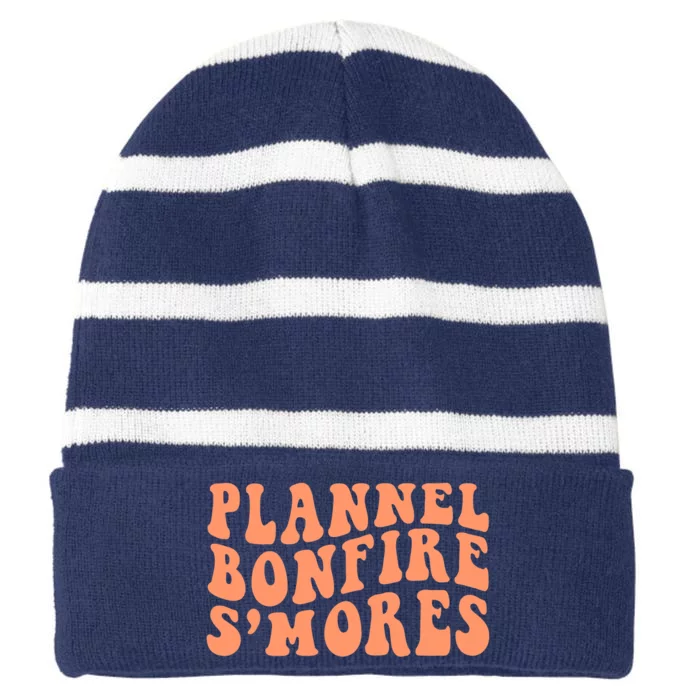 Bonfires Pumpkin Spice s’Mores Flannels Thanksgiving Striped Beanie with Solid Band