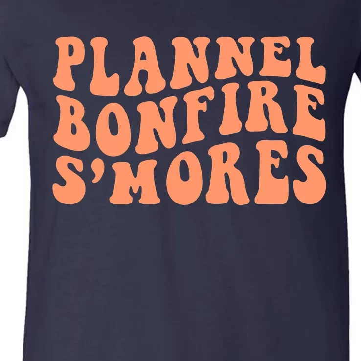 Bonfires Pumpkin Spice s’Mores Flannels Thanksgiving V-Neck T-Shirt