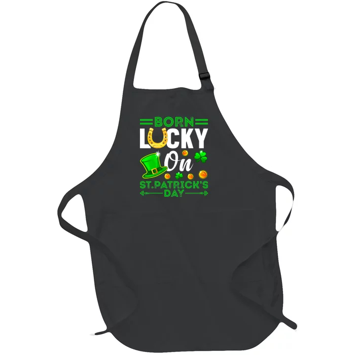 Bornn Lucki On St Patrick's Day Birthday Boys Girls Full-Length Apron With Pocket