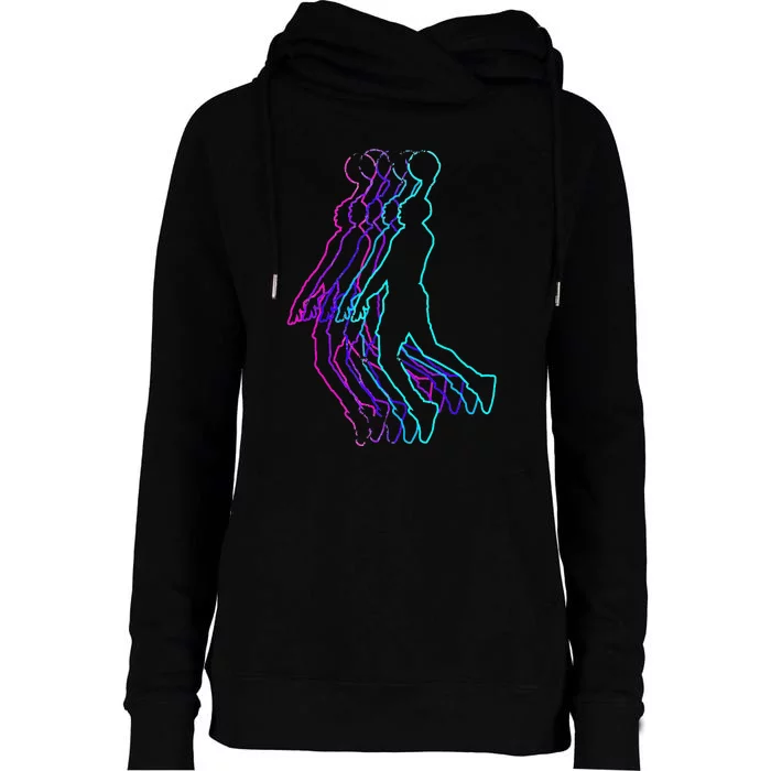 Basketball Player Slam Dunk Teens team coach Womens Funnel Neck Pullover Hood