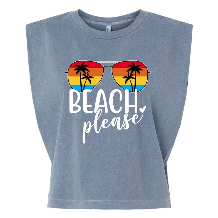 Beach Please Summer Sunset Garment-Dyed Women's Muscle Tee